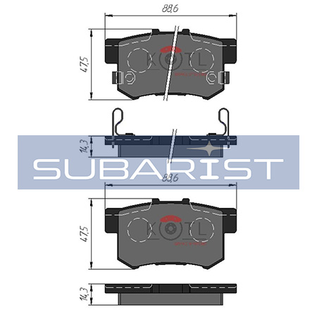Колодки тормозные PN8397 KOTL 3175KT 88,6x47,5x14,3 (задние Accord CF#, CR-V RD#, RE#, RM#, , Civic EP#, EU#, FD#, Odyssey, Stream, StepWagon,...)